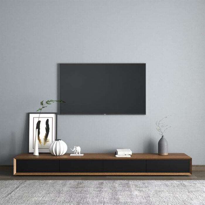 Morami müasir televizor qara rəngdə qoz ağacından hazırlanmış lövhə, 220 sm