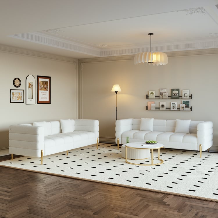 2010 mm ağ buklet yumşaq divan, yastıqlarla birlikdə 2 dəst