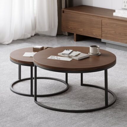 Qonaq otağı üçün Fero Modern 2 Parça Dəyirmi Qəhvə Stol