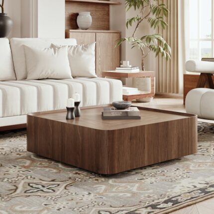 Kvadrat orta əsr qoz qəhvə masası saxlama yeri ilə