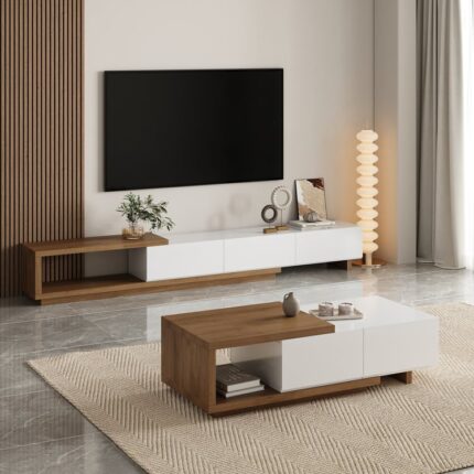 Quoint minimalist uzana bilən televizor lövhəsi və qəhvə stolu dəsti