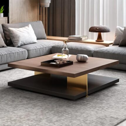 Mdf şpon qara və qoz kvadrat qəhvə masası