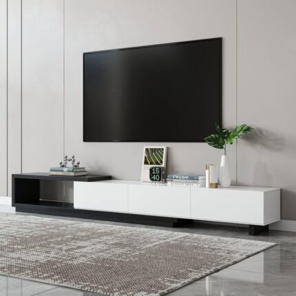 Qara və ağ rəngli Quoint minimalist TV lövhəsi, 180 – 255 sm uzadılır